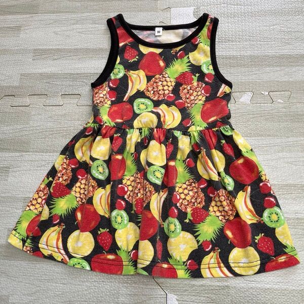 西松屋 女の子 ワンピース ノースリーブ フルーツ柄 90サイズ 子供服