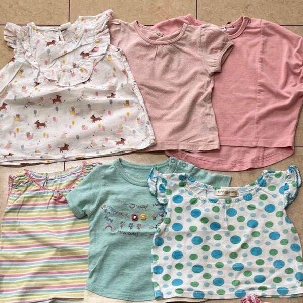 女の子 トップス 半袖カットソー Tシャツ ブラウス ノースリーブ 6点セット 花柄