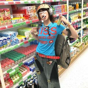 y2k Tシャツ 水色 ピチT グランジ トレンド 平成ギャル Mサイズ