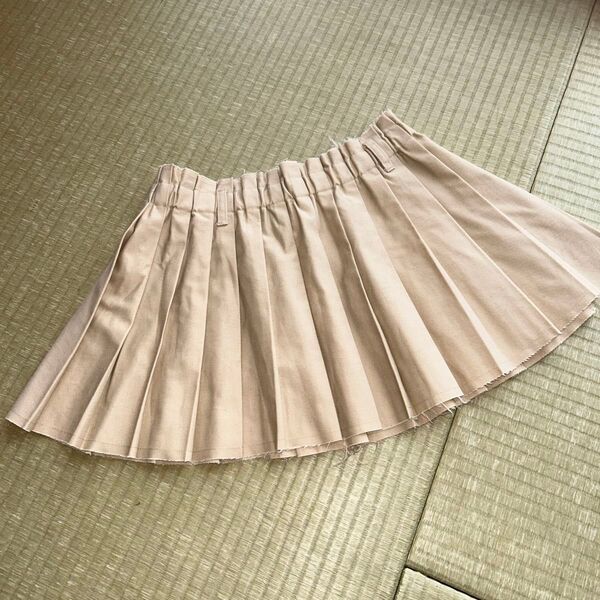 H&M プリーツミニスカートベージュ S スカート ミニスカート