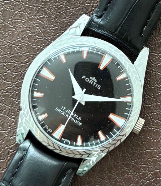 ヴィンテージ 腕時計 FORTIS 機械式 手巻き メンズ腕時計 ブラック