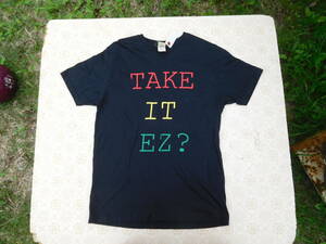 T-shits Tシャツ no.XX18 TAKE IT EZ PANDEMONIUM PRODUCTION PRINTSTAR 黒M 米軍基地上着 古着　used AIRFORCE