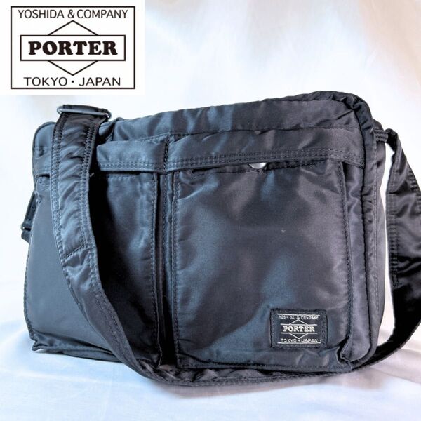 人気 PORTER ポーター TANKER タンカー ショルダーバッグ 2層 ブラック 黒 ナイロン 吉田カバン 斜めがけ