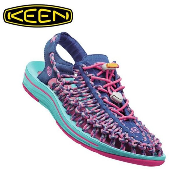 美品★KEEN/キーン ユニーク サンダル 25cm★3C 1014720 トゥルーブルー/カメリアローズ