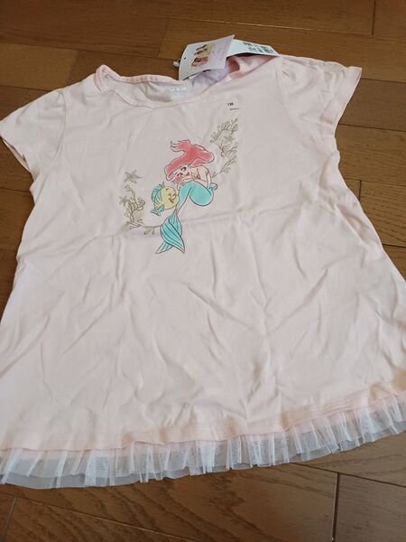 【未使用】ユニクロ UNIQLO キッズ ガール 女の子 Tシャツ 130cm 120 コットン 綿100% アリエル ディズニー