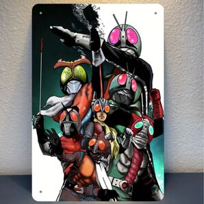 仮面ライダー 大集合 ブリキ看板 インテリア