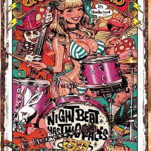 【輸入品】ブリキ看板 JUNK BLUES ロッキンジェリービーン インテリア雑貨 アメリカン雑貨 ウォールデコ