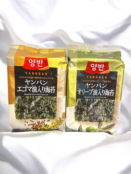 【賞味期限:25.12.27】韓国海苔 ヤンバン海苔 エゴマ油&オリーブ油入り 14袋 コストコ(ミニ折り紙一枚付き)