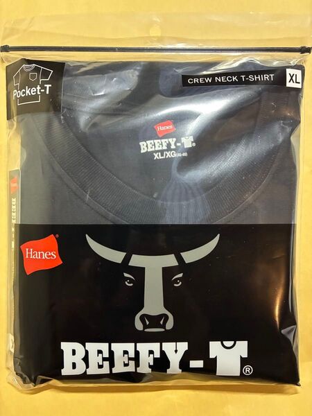 ヘインズ BEEFY-T XLサイズ 黒 男女兼用 ポケットTシャツ ブラック 半袖 Hanes ユニセックス クルーネック
