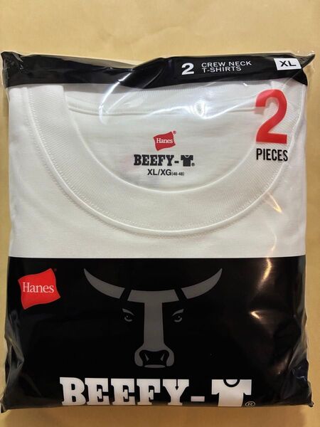 【ヘインズ】ビーフィーTシャツ 2枚組 XLサイズ ホワイト 半袖 男女兼用 白 肉厚生地 BEEFY-T ヘビーウェイトT