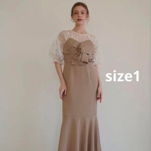 【新品タグ付き】Acka. sheer puff dress ベージュ S シアーパフドレス ワンピース size1