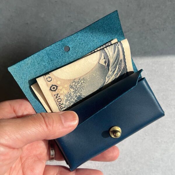 本革 ミニ財布 小さい財布 手縫い メンズ コンパクト財布 イタリアンレザー ミニマムウォレット 小銭入れ 本革