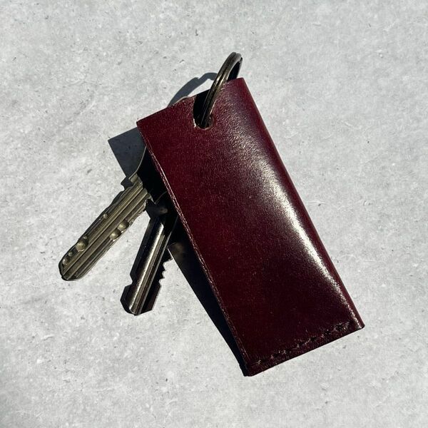 本革 イタリアンレザー ヌメ ブラウン レザーキーケース キーリング キーホルダー スマートキー 薄い コンパクト