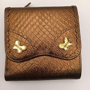 ANNA SUI 二つ折り財布 メタリックブラウン ゴールドモチーフ