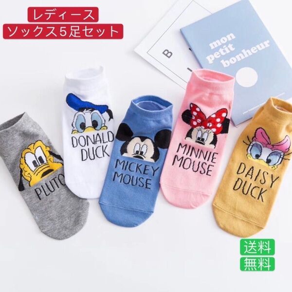 ディズニー レディースソックス 大人用靴下 5足セット