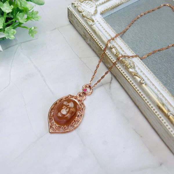 桜瑪瑙 チェリーブロッサムアゲート ペンダントトップ + 2,500円 s925 チェーン セット ネックレス アクセサリー 天然