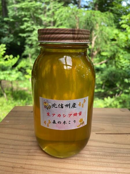 令和7年新蜜 生アカシア蜂蜜1本1200g 森の木こりが北信州の高原地帯で丁寧に採蜜した非加熱無添加の生アカシア蜂蜜をお届けします