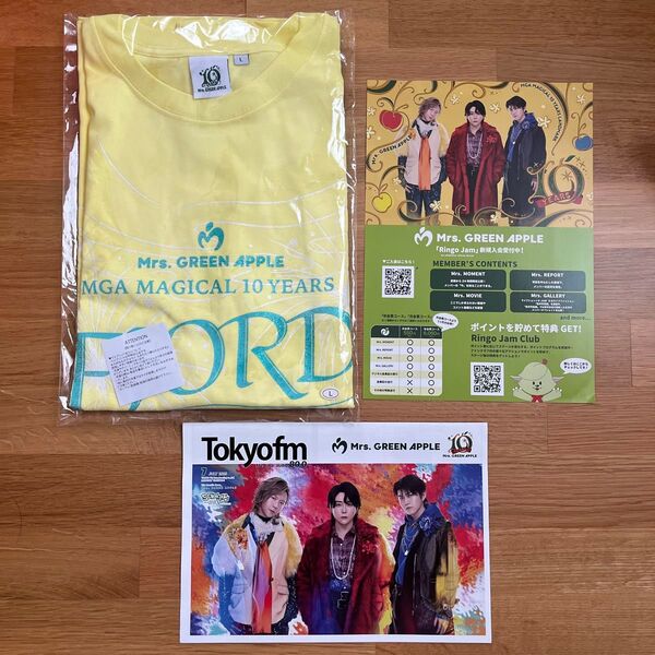 ポップアップストア限定販売 Mrs. GREEN APPLE FJORD フィヨルド グリッターロゴTシャツ ライトイエローM
