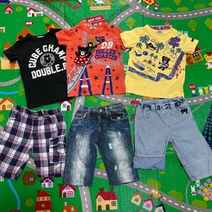 【美品】110☆ミキハウス ダブルB 6点セット トップス ハーフパンツ Tシャツ 半ズボン