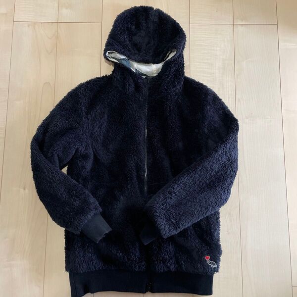 【美品】Bohemiansリバーシブルフリース Sサイズ ブラック×ハート柄