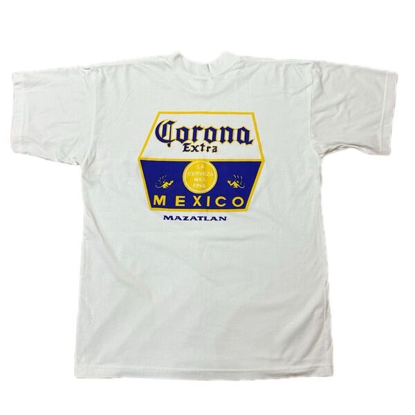 古着 90s 00s コロナビール バックプリント 半袖 クルーネック Tシャツ ホワイト 肉厚
