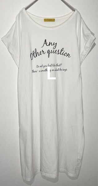 CLOSSHI 半袖ワンピース Lサイズ チュニック Tシャツ 膝丈ワンピース 白 ロゴ 部屋着 パジャマ ルームウェア