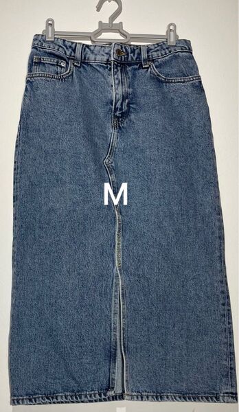H&M デニムロングスカート Mサイズ スリット入り タイト 美シルエット 春夏 秋冬 美脚