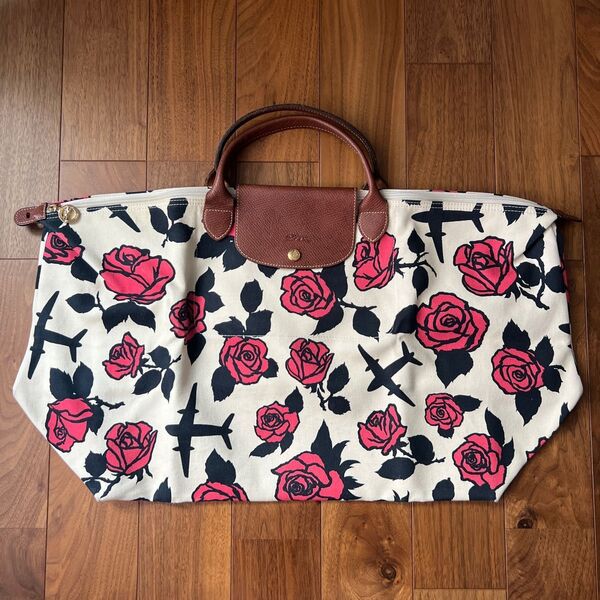Longchamp × Jeremy Scott コラボトートバッグ バラ×飛行機柄 希少