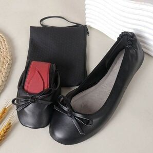 女性用 ファッショナブル 折りたたみ フラットシューズ ソフト 快適 レッドボトム レディース455850