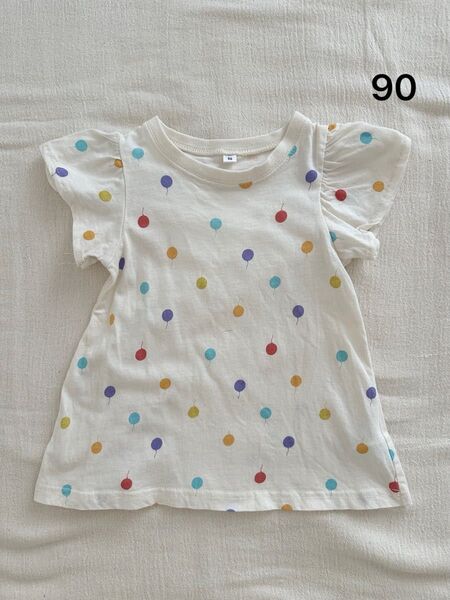 バースデイ 90cm 肩フリルTシャツ バルーン 半袖Tシャツ トップス 女の子