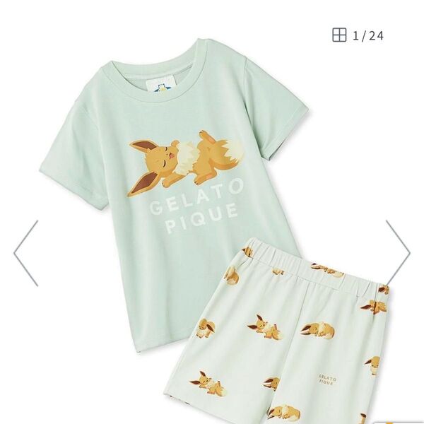 ジェラートピケ ポケモンスリープ キッズ 接触冷感プリントTシャツ&ショートパンツセット 90〜100cm