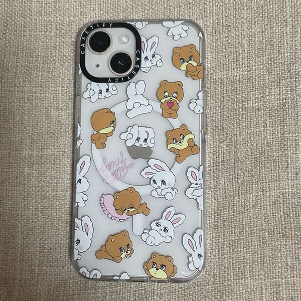 CASETiFY iPhone13 スマホケース クリア うさちゃん くまちゃん