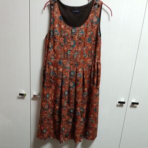 Lois Crayon ノースリーブワンピース テラコッタ 花柄