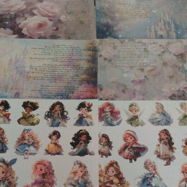 seina様デザインペーパー2種類&素材シート2種類×各3枚ずつ+過去作ランダムデザペ&素材シートおまけ付き 合計15枚