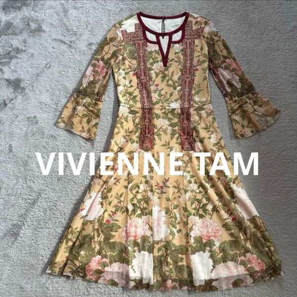 大きいサイズ VIVIENNE TAM パワーネットワンピース 40 シノワズリ 牡丹