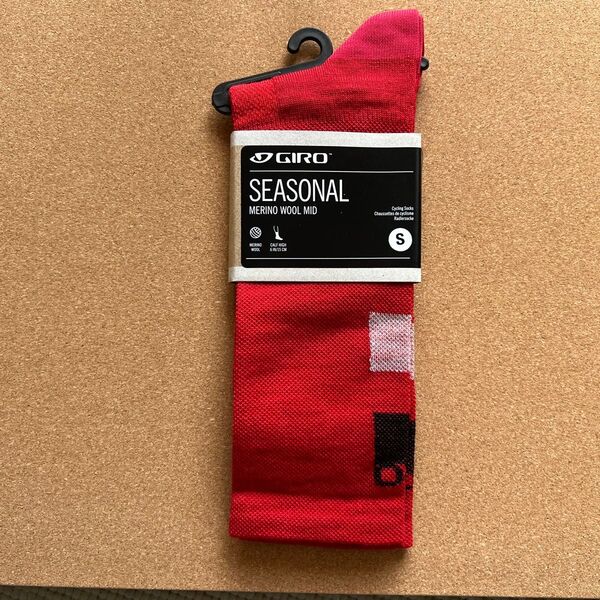 GIRO SEASONAL MERINO WOOL MID ソックス S レッド 新品 ジロ サイクルソックス