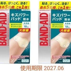 バンドエイド キズパワーパッド 大きめサイズ(12枚入り) 2箱セット 絆創膏