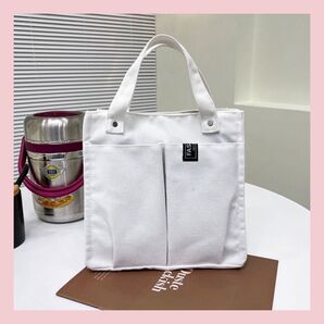 トートバッグ ホワイト ミニバッグ キャンバス 帆布 おしゃれ カジュアル ④