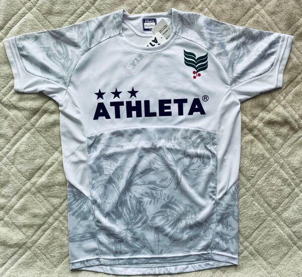 【新品】Sサイズ アスレタ(ATHLETA)サッカー フットサルウェア Tシャツ 総柄プラシャツ XE-421 WHT 白