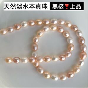 上品!艶!無核大ぶり!!!淡水本真珠 マルチカラーライスパール ネックレスルース jewelry アクセサリー金具追加完成品対応