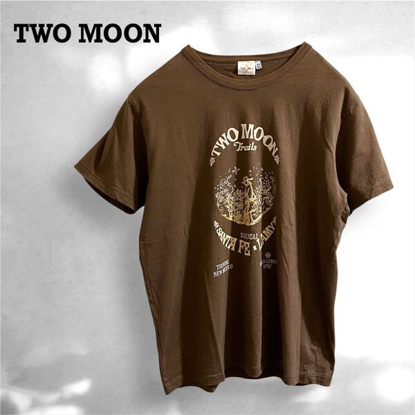 TWO MOON トゥームーン プリント Tシャツ 半袖 半袖Tシャツ クルーネック TEE M 日本製