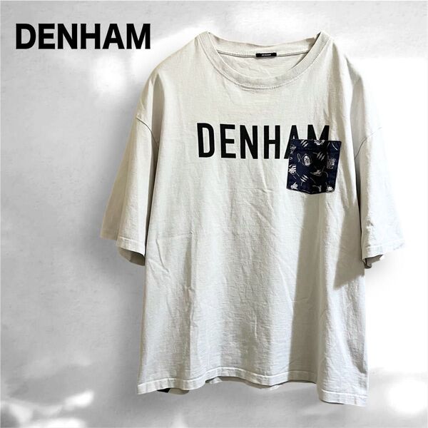 DENHAM デンハム ワイドシルエット ポケット ロゴ Tシャツ 半袖 白系 M