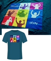 【既決USA】イーベイ★eBay 【非売品】@完売胸元【#WeAreOne】ロゴ入半袖Tシャツ【eBay Men's Pride Logo Graphic Tee】Teal @L_画像1