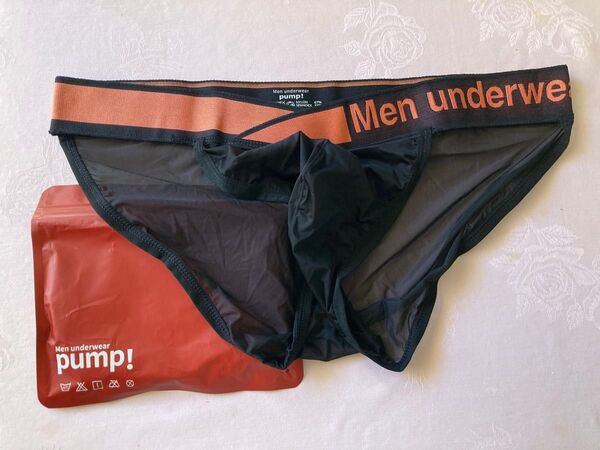 メンズ マイクロ ビキニパンツ Vベルト Vライン ハイカット フルバック シースルー 黒 XLサイズ