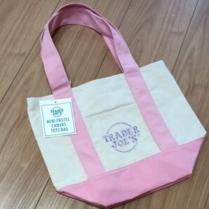 Trader Joe's ミニパステルキャンバストートバッグ ピンク 新品