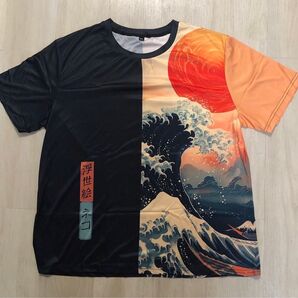 北斎 富嶽三十六景 神奈川沖浪裏 Tシャツ XL