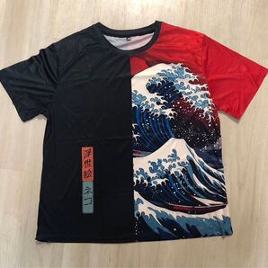 富嶽 神奈川沖浪 北斎 Tシャツ XL 化繊