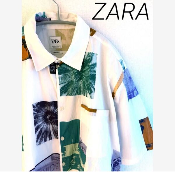 ZARA 半袖シャツ 総柄シャツ Mサイズ ザラ メンズ