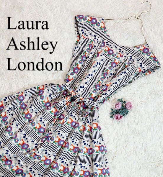 Laura Ashley London ローラアシュレイ Aラインワンピース M