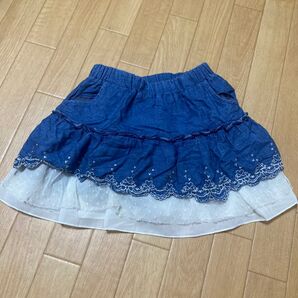 ネイビー フリル付きスカート 110 スカッツ ポケット ハート ハープパンツ ミニスカート